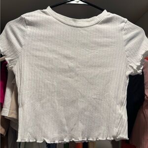 White Ribbed Women's Top